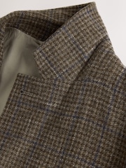 Brown Relaxed Fit Textured Check Suit Jacket With Wool - Image 10 of 12