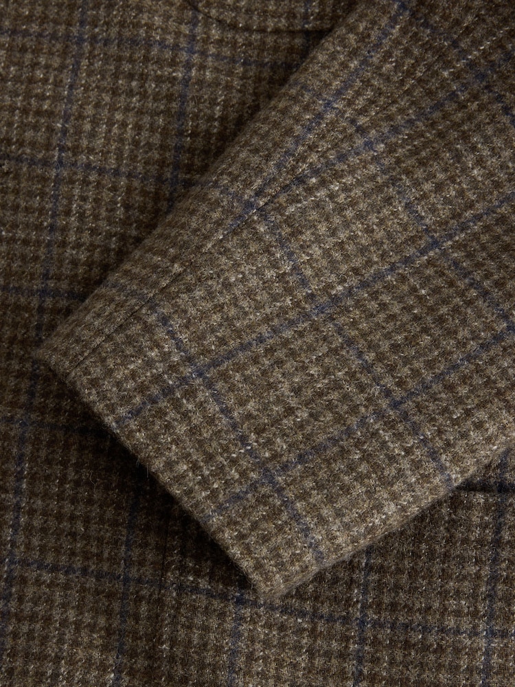 Brown Relaxed Fit Textured Check Suit Jacket With Wool - Image 12 of 12 Brown Relaxed Fit Textured Check Suit Jacket With Wool - Image 12 of 12