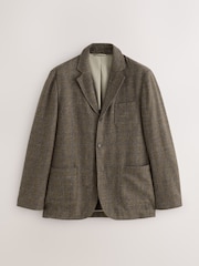 Brown Relaxed Fit Textured Check Suit Jacket With Wool - Image 7 of 12