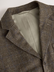 Brown Relaxed Fit Textured Check Suit Jacket With Wool - Image 8 of 12