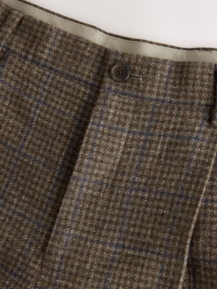 Brown Relaxed Fit Textured Check Suit Trousers With Wool - Image 11 of 11