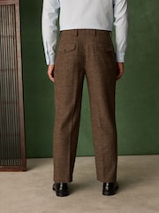 Brown Relaxed Fit Textured Check Suit Trousers With Wool - Image 3 of 11