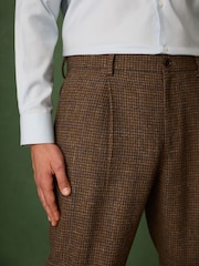 Brown Relaxed Fit Textured Check Suit Trousers With Wool - Image 4 of 11