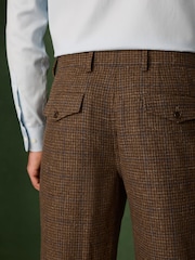 Brown Relaxed Fit Textured Check Suit Trousers With Wool - Image 5 of 11