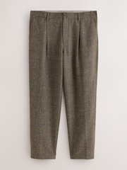 Brown Relaxed Fit Textured Check Suit Trousers With Wool - Image 6 of 11