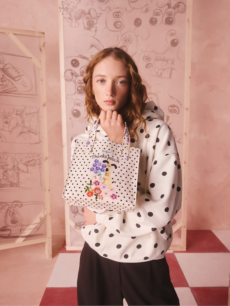 Cath Kidston Ecru Spot Wallace and Gromit Small Book Bag - Image 1 of 7 Cath Kidston Ecru Spot Wallace and Gromit Small Book Bag - Image 1 of 7
