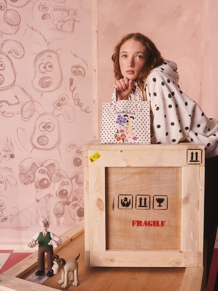 Cath Kidston Ecru Spot Wallace and Gromit Small Book Bag - Image 2 of 7 Cath Kidston Ecru Spot Wallace and Gromit Small Book Bag - Image 2 of 7