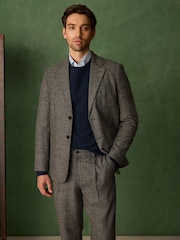 Brown Relaxed Fit With Wool Textured Suit Jacket - Image 1 of 6