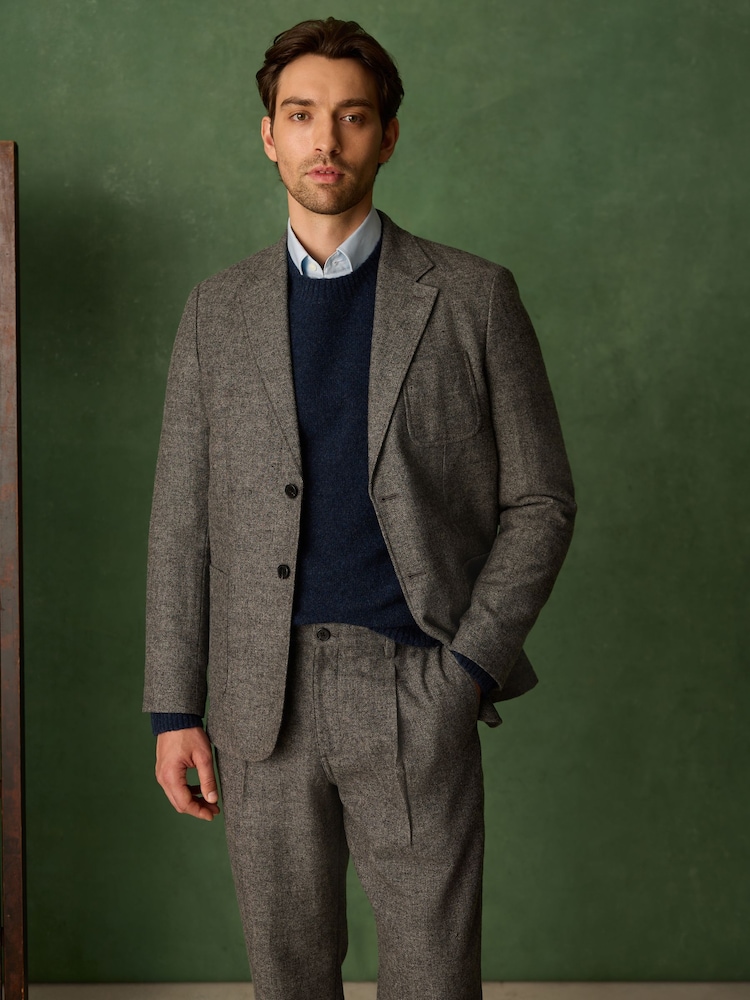 Brown Relaxed Fit With Wool Textured Suit Jacket - Image 1 of 6 Brown Relaxed Fit With Wool Textured Suit Jacket - Image 1 of 6