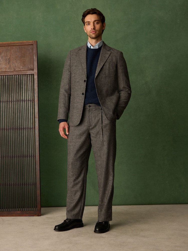 Brown Relaxed Fit With Wool Textured Suit Jacket - Image 2 of 6 Brown Relaxed Fit With Wool Textured Suit Jacket - Image 2 of 6