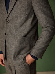 Brown Relaxed Fit With Wool Textured Suit Jacket - Image 4 of 6
