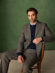Brown Relaxed Fit With Wool Textured Suit Jacket - Image 6 of 6