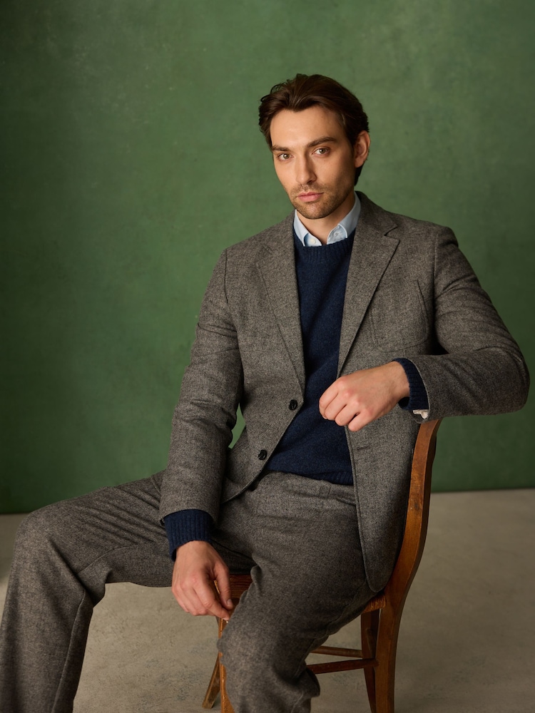 Brown Relaxed Fit With Wool Textured Suit Jacket - Image 6 of 6 Brown Relaxed Fit With Wool Textured Suit Jacket - Image 6 of 6