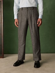 Brown Relaxed Fit With Wool Textured Suit Trousers - Image 1 of 5