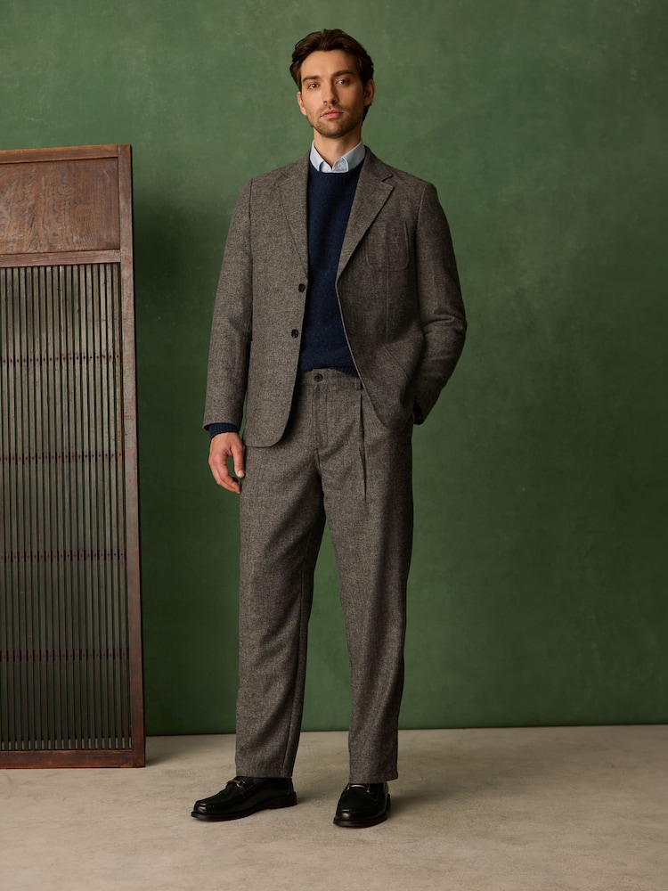 Brown Relaxed Fit With Wool Textured Suit Trousers - Image 2 of 5