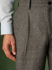 Brown Relaxed Fit With Wool Textured Suit Trousers - Image 5 of 5