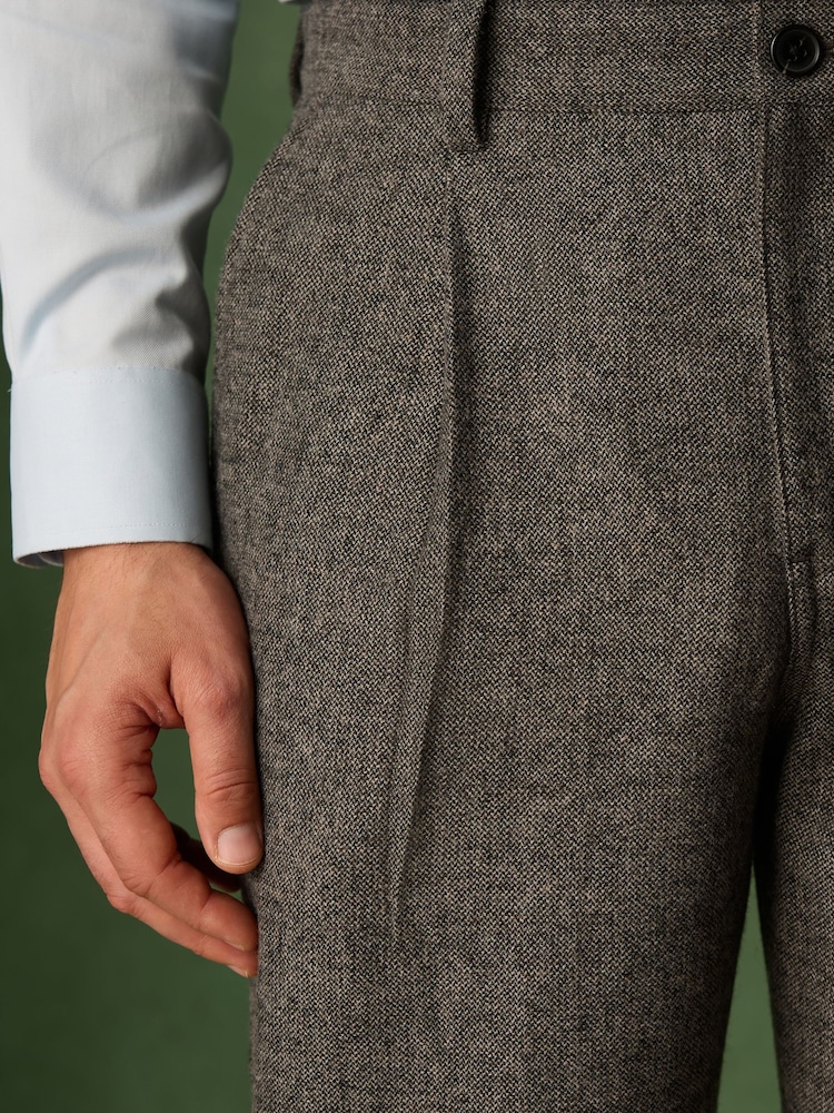 Brown Relaxed Fit With Wool Textured Suit Trousers - Image 5 of 5