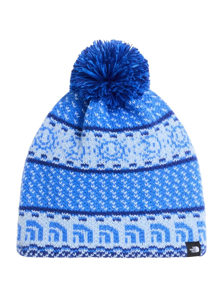The North Face Blue Kids Cabin Ski Tuke Pom Beanie - Image 1 of 3 The North Face Blue Kids Cabin Ski Tuke Pom Beanie - Image 1 of 3