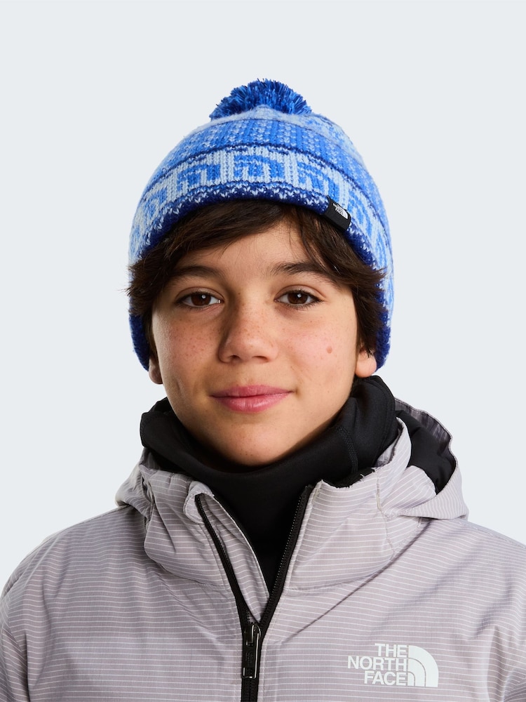 The North Face Blue Kids Cabin Ski Tuke Pom Beanie - Image 2 of 3 The North Face Blue Kids Cabin Ski Tuke Pom Beanie - Image 2 of 3