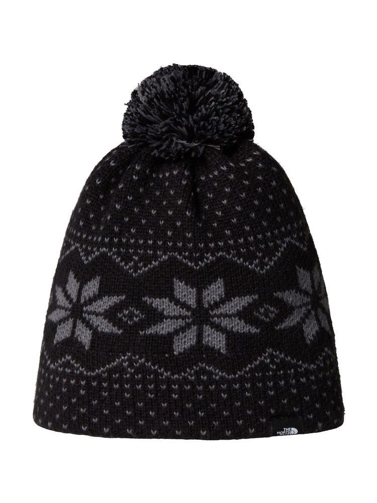 The North Face Black/Print Kids Cabin Ski Tuke Pom Beanie - Image 1 of 3 The North Face Black/Print Kids Cabin Ski Tuke Pom Beanie - Image 1 of 3