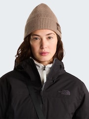 The North Face Brown Logo Box Cuffed Beanie - Image 1 of 3