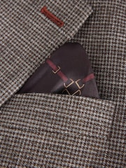 Brown Regular Fit Trimmed Puppytooth Texture Suit Jacket - Image 10 of 12