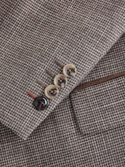 Brown Regular Fit Trimmed Puppytooth Texture Suit Jacket - Image 11 of 12