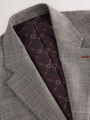 Brown Regular Fit Trimmed Puppytooth Texture Suit Jacket - Image 9 of 12