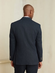 Marineblau - Regular Fit Nova Fides Italian Wool Blend Trimmed Textured Suit Jacket - Bild 3 von 4