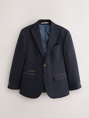 নৌবাহিনী - Regular Fit Nova Fides Italian Wool Blend Trimmed Textured Suit Jacket - 8এর মধ্যে 5 ছবি