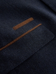 নৌবাহিনী - Regular Fit Nova Fides Italian Wool Blend Trimmed Textured Suit Jacket - 8এর মধ্যে 7 ছবি