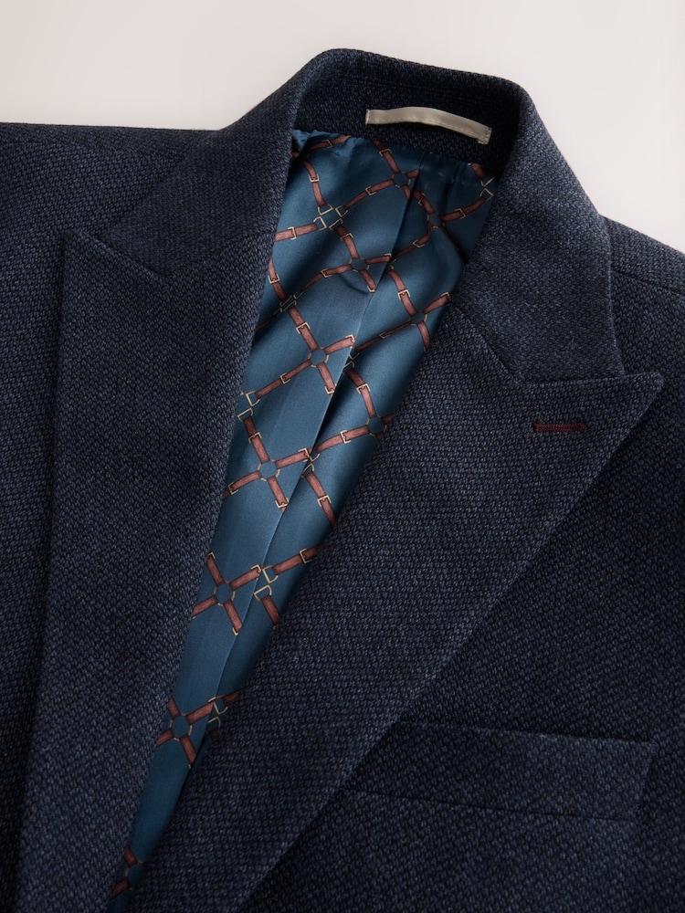 নৌবাহিনী - Regular Fit Nova Fides Italian Wool Blend Trimmed Textured Suit Jacket - 8এর মধ্যে 8 ছবি নৌবাহিনী - Regular Fit Nova Fides Italian Wool Blend Trimmed Textured Suit Jacket - 8এর মধ্যে 8 ছবি