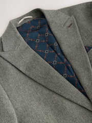 Boja žalfije Zeleno - Regular Fit Nova Fides Italian Wool Blend Trimmed Textured Suit Jacket - Slika 10 od 13