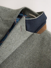 Boja žalfije Zeleno - Regular Fit Nova Fides Italian Wool Blend Trimmed Textured Suit Jacket - Slika 11 od 13