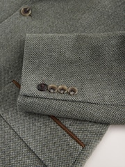 Boja žalfije Zeleno - Regular Fit Nova Fides Italian Wool Blend Trimmed Textured Suit Jacket - Slika 13 od 13