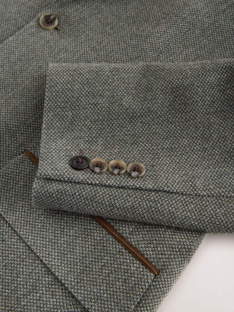 Boja žalfije Zeleno - Regular Fit Nova Fides Italian Wool Blend Trimmed Textured Suit Jacket - Slika 13 od 13