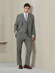 Boja žalfije Zeleno - Regular Fit Nova Fides Italian Wool Blend Trimmed Textured Suit Jacket - Slika 2 od 13