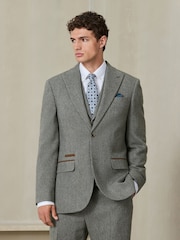 Boja žalfije Zeleno - Regular Fit Nova Fides Italian Wool Blend Trimmed Textured Suit Jacket - Slika 3 od 13