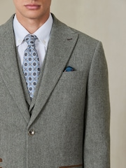 Boja žalfije Zeleno - Regular Fit Nova Fides Italian Wool Blend Trimmed Textured Suit Jacket - Slika 5 od 13