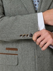 Boja žalfije Zeleno - Regular Fit Nova Fides Italian Wool Blend Trimmed Textured Suit Jacket - Slika 6 od 13