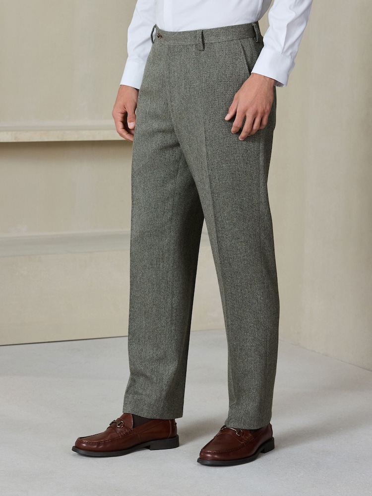 Boja žalfije Zeleno - Regular Fit Nova Fides Italian Wool Blend Trimmed Textured Suit Trousers - Slika 1 od 10 Boja žalfije Zeleno - Regular Fit Nova Fides Italian Wool Blend Trimmed Textured Suit Trousers - Slika 1 od 10