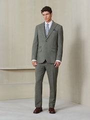Boja žalfije Zeleno - Regular Fit Nova Fides Italian Wool Blend Trimmed Textured Suit Trousers - Slika 2 od 10