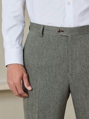 Boja žalfije Zeleno - Regular Fit Nova Fides Italian Wool Blend Trimmed Textured Suit Trousers - Slika 4 od 10