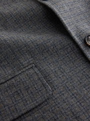 Grey Regular Fit Wool Blend Textured Check Suit Jacket - Image 4 of 4