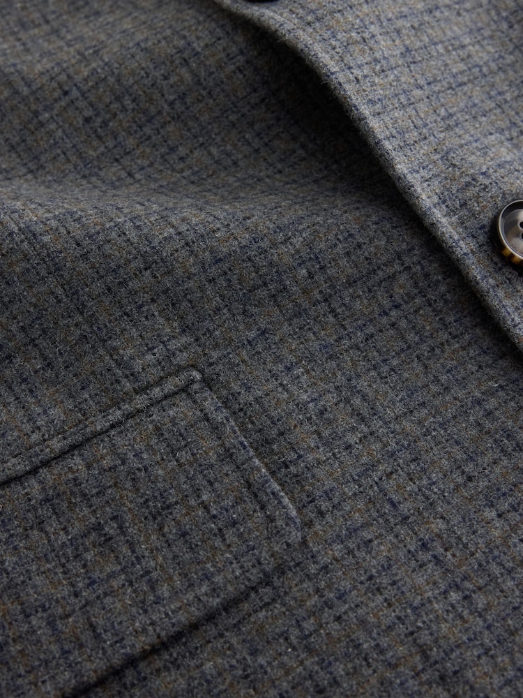 Grey Regular Fit Wool Blend Textured Check Suit Jacket - Image 9 of 9 Grey Regular Fit Wool Blend Textured Check Suit Jacket - Image 9 of 9