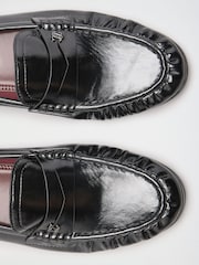 Lipsy Black Standard Fit Ruched Flat Slim Slip On Branded Pin Penny Loafers - Image 4 of 5