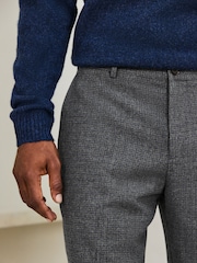 Grey Regular Fit Wool Blend Textured Check Suit Trousers - Image 4 of 4