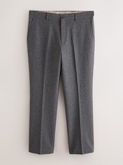 Grey Regular Fit Wool Blend Textured Check Suit Trousers - Image 5 of 9