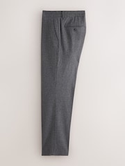 Grey Regular Fit Wool Blend Textured Check Suit Trousers - Image 6 of 9