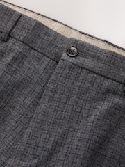 Grey Regular Fit Wool Blend Textured Check Suit Trousers - Image 7 of 9